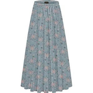 imageNASHALYLY Womens Chiffon Elastic High Waist Pleated ALine Flared Maxi SkirtsGrey Pink Floral