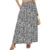 imageNASHALYLY Skirts for Women Boho Elastic Waisted Drawstring Swing Ruched 3 Tiered Maxi Skirt with PocketsWhite Black Floral