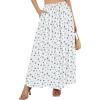 imageNASHALYLY Skirts for Women Boho Elastic Waisted Drawstring Swing Ruched 3 Tiered Maxi Skirt with PocketsWhite Blue Flower