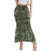imageNASHALYLY Womens Ruched Mermaid Mesh Long Skirt High Waisted Bodycon Fishtail Maxi Skirts 2025 TrendyGreen Floral