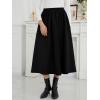 imageNASHALYLY Womens Midi Skirt High Waisted ALine Pleated Elastic Casual Long Skirt with PocketsBlack