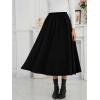 imageNASHALYLY Womens Midi Skirt High Waisted ALine Pleated Elastic Casual Long Skirt with PocketsBlack