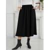 imageNASHALYLY Womens Midi Skirt High Waisted ALine Pleated Elastic Casual Long Skirt with PocketsBlack