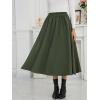 imageNASHALYLY Womens Midi Skirt High Waisted ALine Pleated Elastic Casual Long Skirt with PocketsBlackish Green