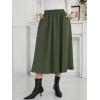 imageNASHALYLY Womens Midi Skirt High Waisted ALine Pleated Elastic Casual Long Skirt with PocketsBlackish Green