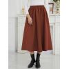 imageNASHALYLY Womens Midi Skirt High Waisted ALine Pleated Elastic Casual Long Skirt with PocketsCoffee