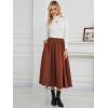 imageNASHALYLY Womens Midi Skirt High Waisted ALine Pleated Elastic Casual Long Skirt with PocketsCoffee