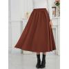 imageNASHALYLY Womens Midi Skirt High Waisted ALine Pleated Elastic Casual Long Skirt with PocketsCoffee