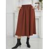 imageNASHALYLY Womens Midi Skirt High Waisted ALine Pleated Elastic Casual Long Skirt with PocketsCoffee