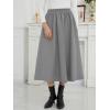 imageNASHALYLY Womens Midi Skirt High Waisted ALine Pleated Elastic Casual Long Skirt with PocketsGrey