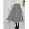 imageNASHALYLY Womens Midi Skirt High Waisted ALine Pleated Elastic Casual Long Skirt with PocketsGrey