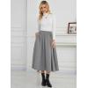 imageNASHALYLY Womens Midi Skirt High Waisted ALine Pleated Elastic Casual Long Skirt with PocketsGrey