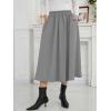imageNASHALYLY Womens Midi Skirt High Waisted ALine Pleated Elastic Casual Long Skirt with PocketsGrey