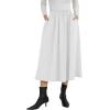 imageNASHALYLY Womens Midi Skirt High Waisted ALine Pleated Elastic Casual Long Skirt with PocketsWhite