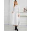 imageNASHALYLY Womens Midi Skirt High Waisted ALine Pleated Elastic Casual Long Skirt with PocketsWhite