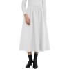imageNASHALYLY Womens Midi Skirt High Waisted ALine Pleated Elastic Casual Long Skirt with PocketsWhite