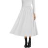 imageNASHALYLY Womens Midi Skirt High Waisted ALine Pleated Elastic Casual Long Skirt with PocketsWhite