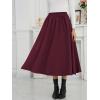imageNASHALYLY Womens Midi Skirt High Waisted ALine Pleated Elastic Casual Long Skirt with PocketsWine Red