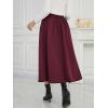 imageNASHALYLY Womens Midi Skirt High Waisted ALine Pleated Elastic Casual Long Skirt with PocketsWine Red