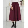 imageNASHALYLY Womens Midi Skirt High Waisted ALine Pleated Elastic Casual Long Skirt with PocketsWine Red