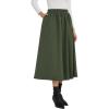 imageNASHALYLY Womens Midi Skirt High Waisted ALine Pleated Elastic Casual Long Skirt with PocketsBlackish Green