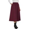 imageNASHALYLY Womens Midi Skirt High Waisted ALine Pleated Elastic Casual Long Skirt with PocketsWine Red