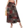 imageNASHALYLY Womens High Waisted Maxi SkirtElastic Chiffon Boho Long Skirt with PocketsGreen Floral B