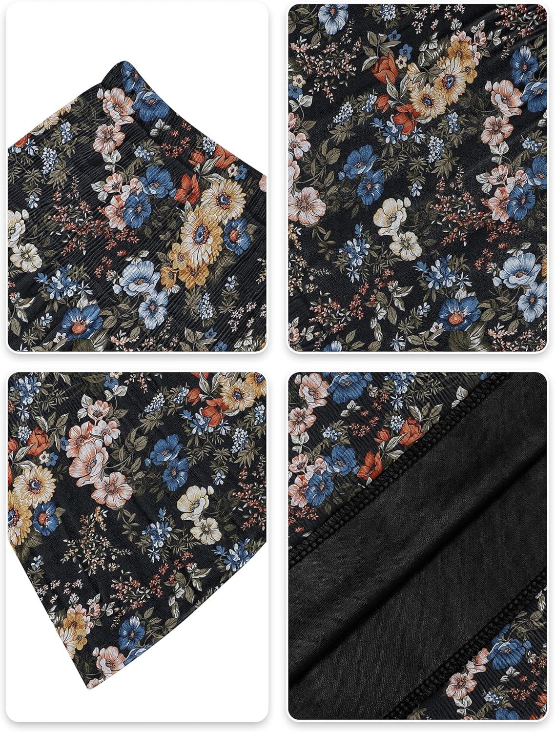 imageNASHALYLY Womens Chiffon Elastic High Waist Pleated ALine Flared Maxi SkirtsBlack Floralb