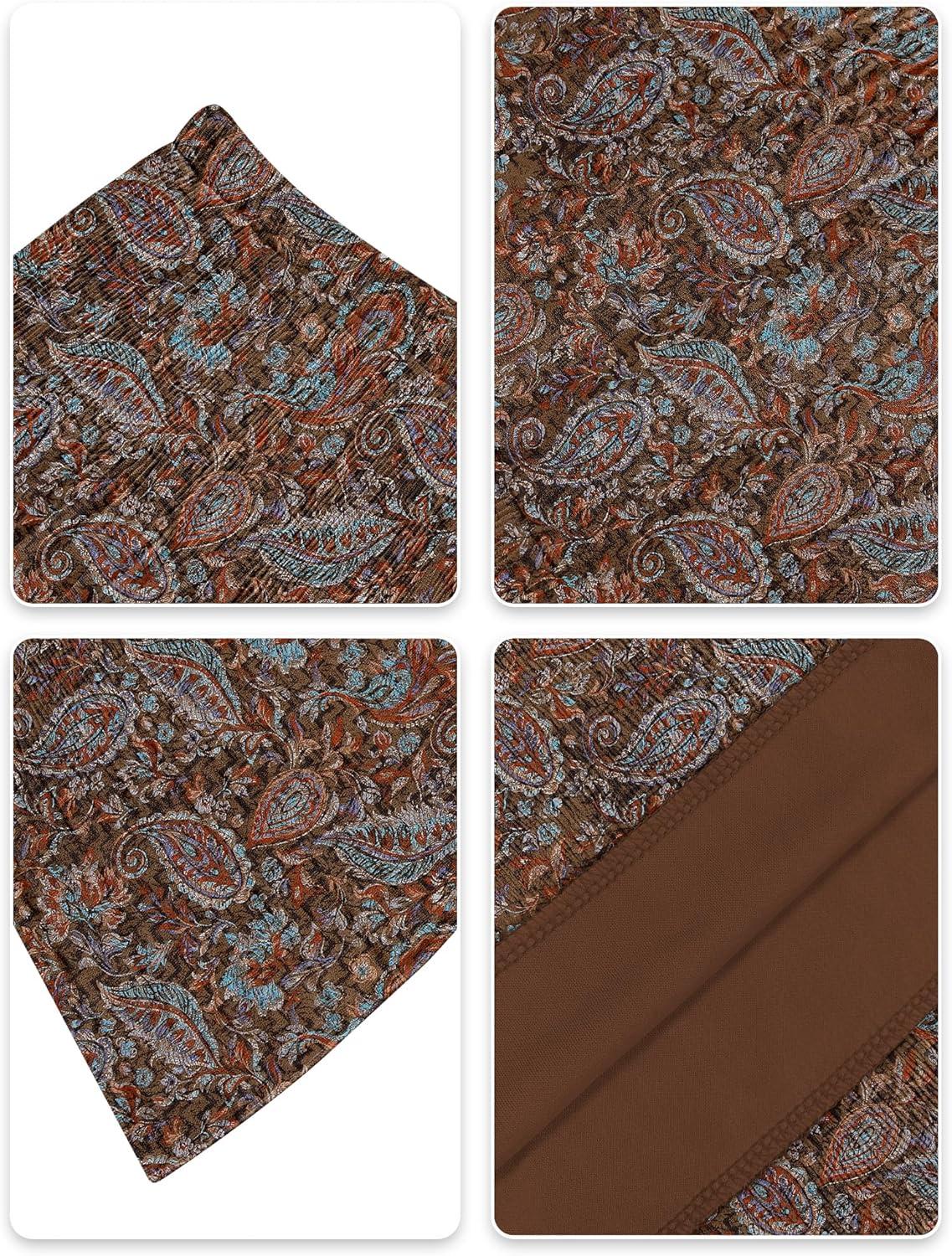 imageNASHALYLY Womens Chiffon Elastic High Waist Pleated ALine Flared Maxi SkirtsBrown Red Floral