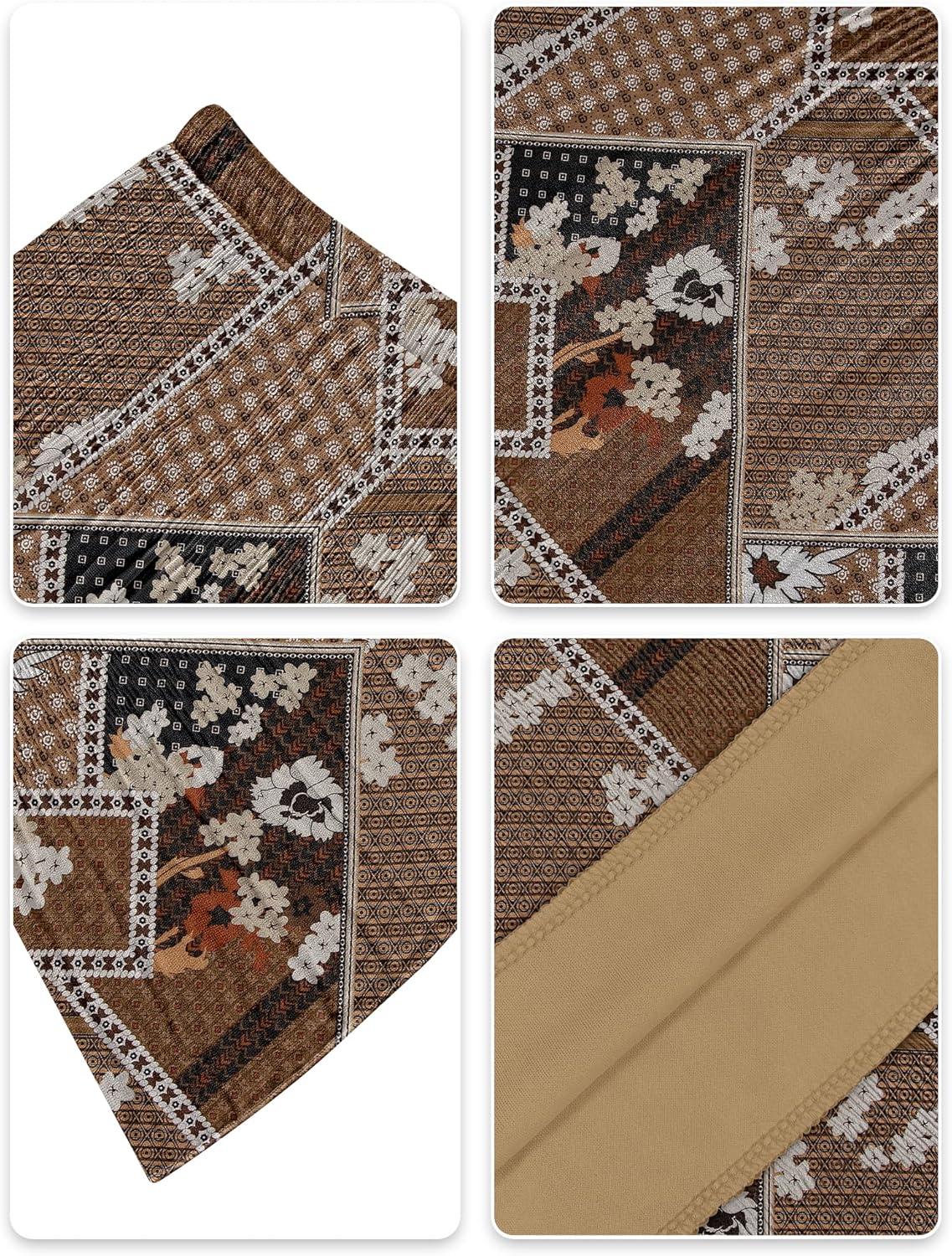 imageNASHALYLY Womens Chiffon Elastic High Waist Pleated ALine Flared Maxi SkirtsCoffee White Floral