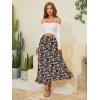 imageNASHALYLY Womens Chiffon Elastic High Waist Pleated ALine Flared Maxi SkirtsApricot Brown Floral