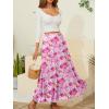 imageNASHALYLY Womens Chiffon Elastic High Waist Pleated ALine Flared Maxi SkirtsPink Rose