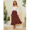 imageNASHALYLY Womens Chiffon Elastic High Waist Pleated ALine Flared Maxi SkirtsReddish Brown Flower
