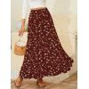 imageNASHALYLY Womens Chiffon Elastic High Waist Pleated ALine Flared Maxi SkirtsReddish Brown Flower