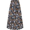 imageNASHALYLY Womens Chiffon Elastic High Waist Pleated ALine Flared Maxi SkirtsBlack Floral a