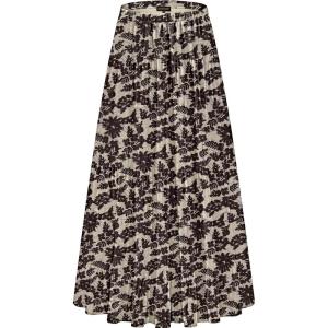 imageNASHALYLY Womens Chiffon Elastic High Waist Pleated ALine Flared Maxi SkirtsApricot Brown Floral