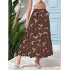 imageNASHALYLY Womens High Waisted Maxi SkirtElastic Chiffon Boho Long Skirt with PocketsCoffee Orange Floral