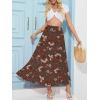 imageNASHALYLY Womens High Waisted Maxi SkirtElastic Chiffon Boho Long Skirt with PocketsCoffee Orange Floral