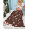 imageNASHALYLY Womens High Waisted Maxi SkirtElastic Chiffon Boho Long Skirt with PocketsCoffee Orange Floral