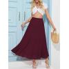 imageNASHALYLY Womens High Waisted Maxi SkirtElastic Chiffon Boho Long Skirt with PocketsWine