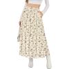 imageNASHALYLY Womens High Waisted Maxi SkirtElastic Chiffon Boho Long Skirt with PocketsBeige Floral