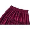 imageNASHALYLY Womens Summer Boho Floral Print Mini Skirt High Waist Drawstring Tiered SkirtsWine Red Velvet