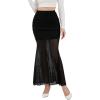 imageNASHALYLY Womens Mesh High Waisted Bodycon Mermaid Maxi Skirts Ruched Fishtail Long SkirtBlack
