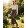 imageNASHALYLY Womens Mesh High Waisted Bodycon Mermaid Maxi Skirts Ruched Fishtail Long SkirtCoffee Flower