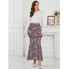imageNASHALYLY Womens Mesh High Waisted Bodycon Mermaid Maxi Skirts Ruched Fishtail Long SkirtDusty Pink Floral
