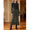 imageNASHALYLY Womens Mesh High Waisted Bodycon Mermaid Maxi Skirts Ruched Fishtail Long SkirtGreen Floral