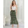 imageNASHALYLY Womens Mesh High Waisted Bodycon Mermaid Maxi Skirts Ruched Fishtail Long SkirtGreen Floral