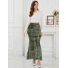 imageNASHALYLY Womens Mesh High Waisted Bodycon Mermaid Maxi Skirts Ruched Fishtail Long SkirtGreen Floral