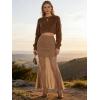 imageNASHALYLY Womens Mesh High Waisted Bodycon Mermaid Maxi Skirts Ruched Fishtail Long SkirtKhaki