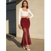 imageNASHALYLY Womens Mesh High Waisted Bodycon Mermaid Maxi Skirts Ruched Fishtail Long SkirtWine Red